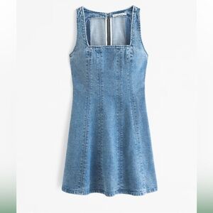 Abercrombie & Fitch Mila Squareneck Denim Mini Dress- Tall